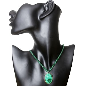 Malachite Locket with Emerald String