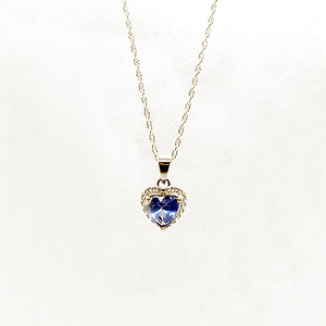 Heart Shape Pendant in Synthetic Blue Sapphire with Customized Chain