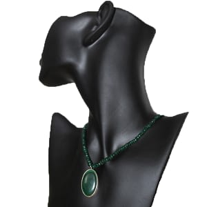 Malachite Locket with Emerald String