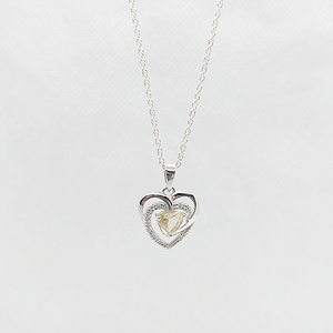 Heart Shape Pendant in Synthetic Yellow Topaz with Customized Chain