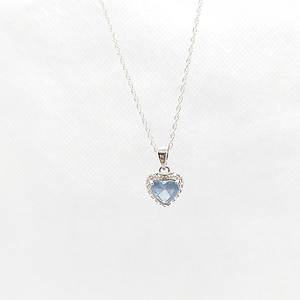 Heart Shape Pendant in Synthetic Blue Topaz with Customized Chain