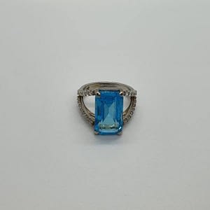 Blue Synthetic Topaz Ring with Zirconia