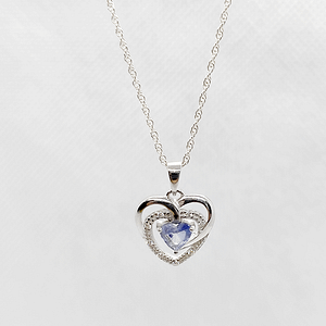 Heart Shape Pendant in Synthetic Blue Sapphire with Customized Chain