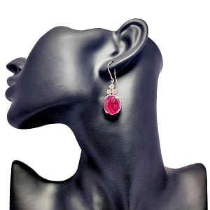 Indian Ruby Ear Drops with Zirconia