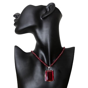 Chatham Pendant in Ruby String, With Rhodium Plating