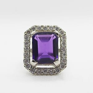 Synthetic Purple Amethyst Ring with Zirconia