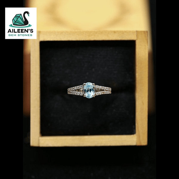 FANCIFUL SYNTHETIC SKY BLUE TOPAZ RING WITH ZIRCONIA 1